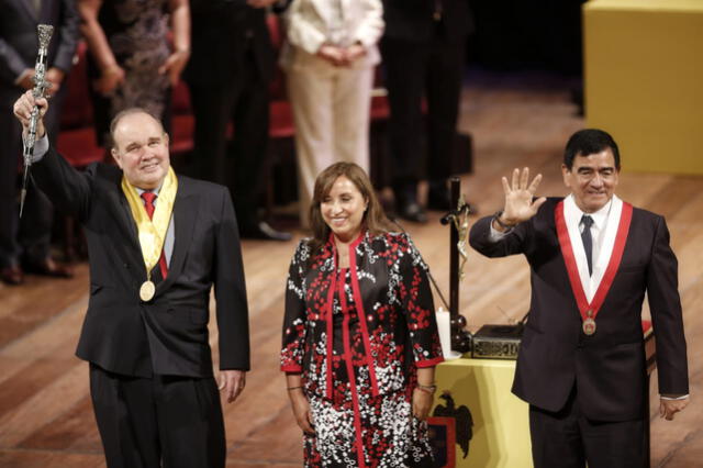 Dina Boluarte, Rafael López Aliaga y José Williams. Foto: Antonio Melgarejo / La República
