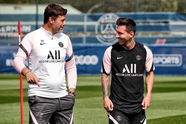 Pochettino y Lionel Messi juntos. Foto: PSG