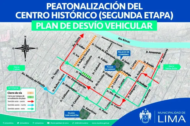 Plan de desvío en el Centro Histórico desde el 31 de enero. Foto: Municipalidad de Lima