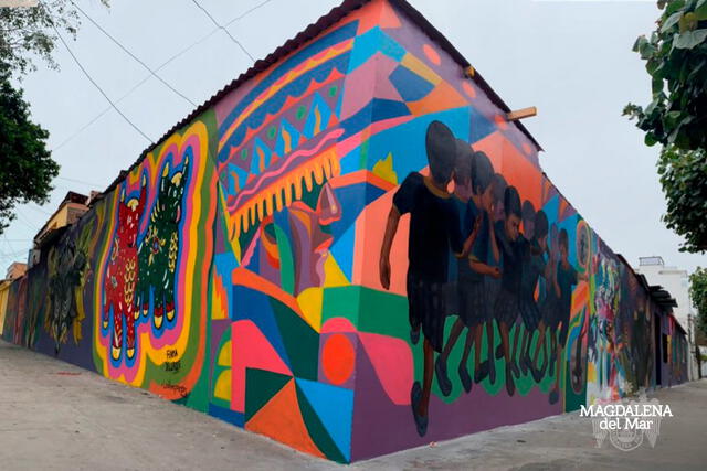 Municipalidad de Magdalena del Mar: artistas pintan mural con los pasos de baile del pequeño ‘Tilín’