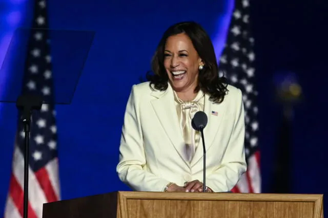 Kamala Harris ofreció su primer discurso como vicepresidenta en EE. UU. Foto: AFP
