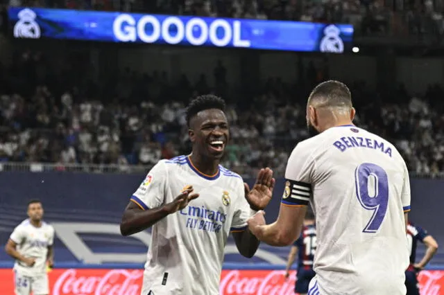 Karim Benzema y Vinícius Junior son una de las duplas más goleadoras de la temporada 2021-2022. Foto: AFP