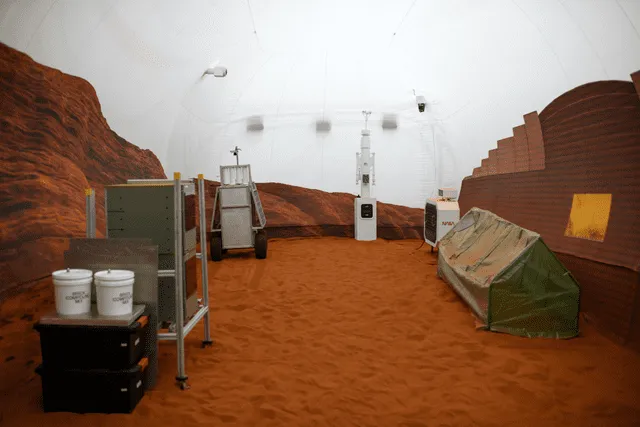  Área de simulación de la superficie marciana. Foto: AFP   