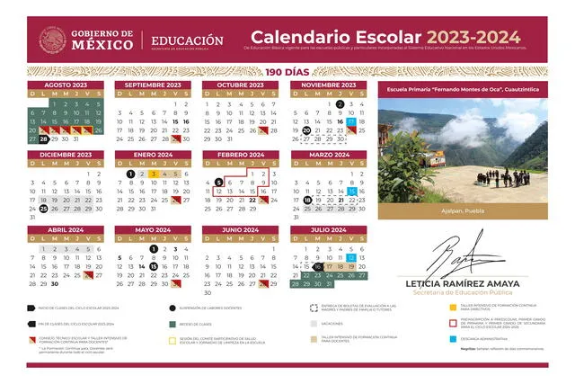 Este calendario fue aprobado por la secretaria de Educación Pública, Leticia Ramírez Amaya. Foto: Gobierno de México