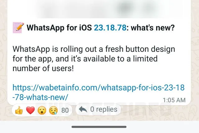 Nuevo botón al costado de las reacciones. Foto: WABetaInfo   