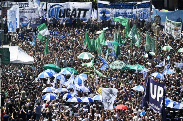 El 24 de enero de 2024 se llevó a cabo el primer paro nacional en Argentina. Foto: AFP   