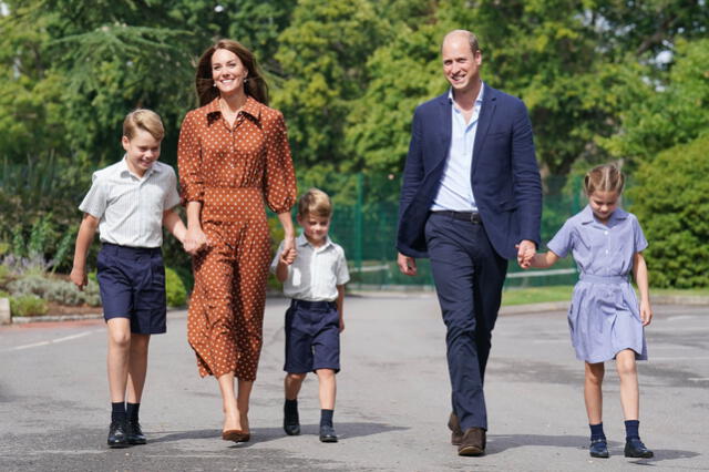  George, Charlotte y Louis son los hijos de Kate y William. Foto: AFP<br>    