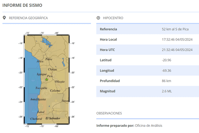  Sismo en Chile. Foto: CSN 