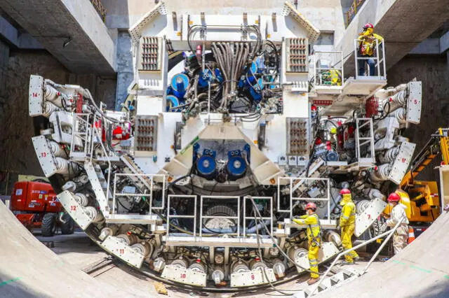 Máquina tuneladora que se usa para los trabajos de la Línea 2 del Metro. Foto: Andina   