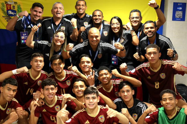 Así celebró Venezuela la paliza ante Perú. Foto: Vinotinto Futsal   