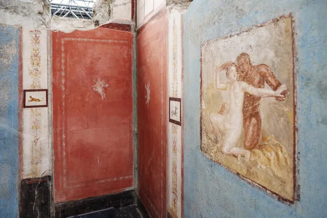 Los frescos eróticos y mitológicos se han conservado en un estado excepcional gracias a las capas de ceniza volcánica que los protegieron durante más de 2.000 años. Foto: Parco archeologico di Pompei   