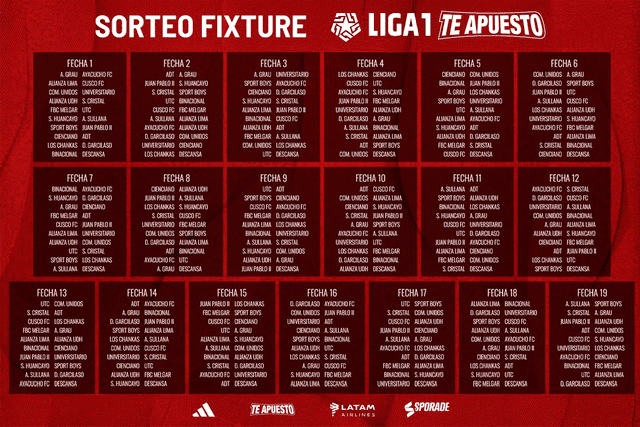  Así quedó el fixture de la Liga 1 Te Apuesto 2025. Foto: Liga 1   