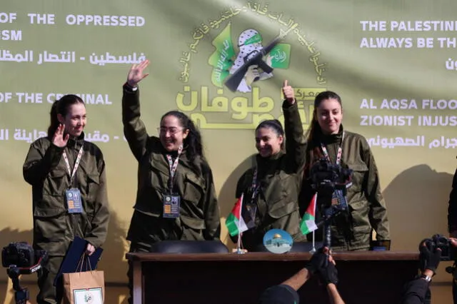 Daniella Gilboa, Karina Ariev, Liri Albag y Naama Levy fueron secuestradas cuando realizaban su servicio militar. Foto: AFP Daniella Gilboa, Karina Ariev, Liri Albag y Naama Levy fueron secuestradas cuando realizaban su servicio militar. Foto: AFP