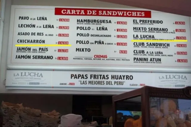  Carta de La Lucha. Foto: TripAdvisor.<br><br>    