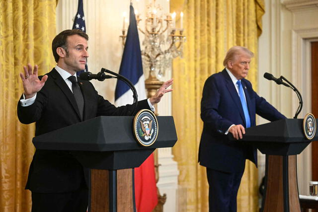  La reunión entre Trump y Macron se llevó a cabo en el Despacho Oval. Foto: AFP   