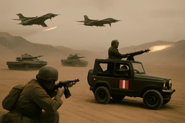  El plan de la invasión a Chile incluía el uso de tanques rusos T-55 y aviones Sukhoi-22. Foto: ChatGPT.   