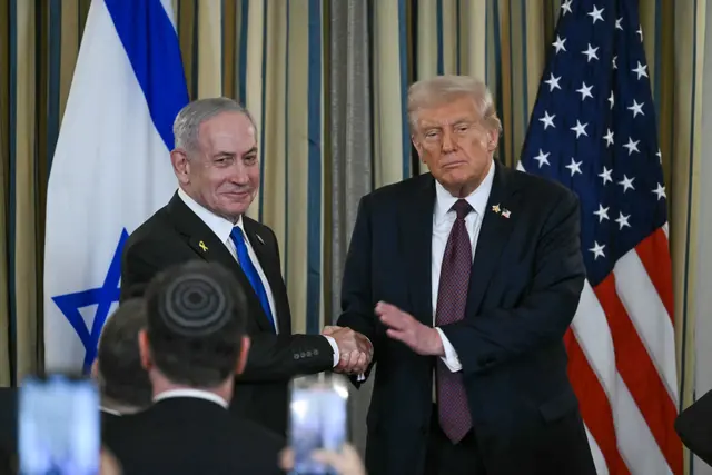 El lunes 29 de septiembre de 2025, Donald Trump y Benjamin Netanyahu se reunieron para negociar el plan de paz. Foto: AFP<br> El lunes 29 de septiembre de 2025, Donald Trump y Benjamin Netanyahu se reunieron para negociar el plan de paz. Foto: AFP<br>