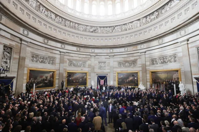 Donald Trump, sworn in as President of the US in the Capitol due to bad weather in Washington. Photo: ABC News.   