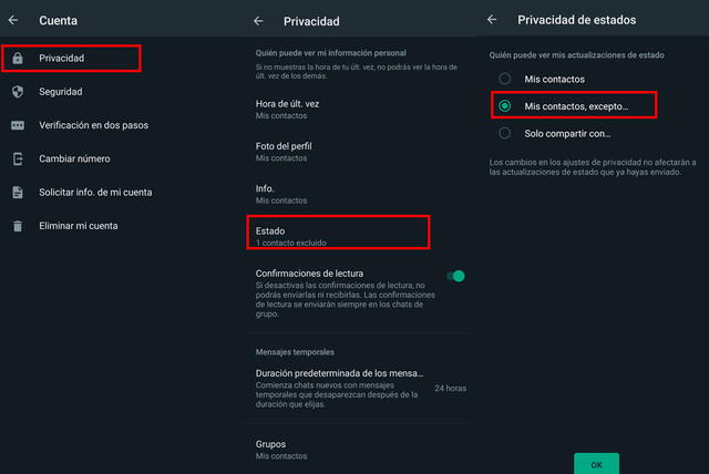 Configurar estados de WhatsApp