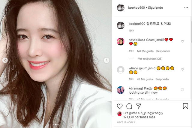 Post de Goo Hye Sun anunciando que se encuentra grabando. Instagram, 27 de abril, 2020.