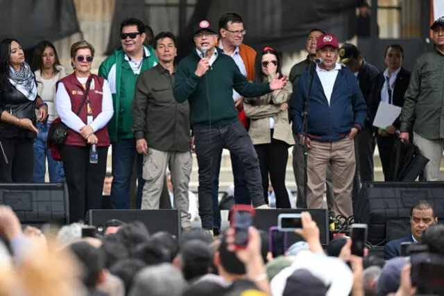 Durante una discurso por el Día del trabajo, Gustavo Petro anunció la ruptura de relaciones diplomáticas de Colombia con Israel. Foto: AFP   