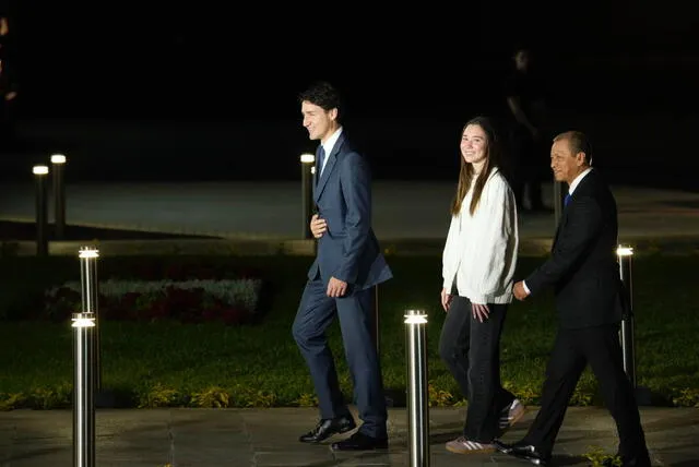 Justin Trudeau llegó al promediar las 10.40 p.m. del 14 de noviembre. Foto: Jhon Reyes/La República   