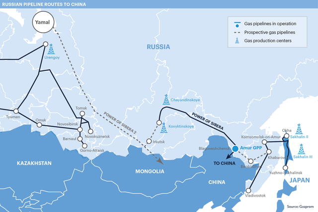 El gasoducto Fuerza de Siberia 2, que comenzará operaciones en 2030, conectará Rusia y China, transportando 50.000 millones de metros cúbicos de gas natural anualmente a través de Mongolia. Foto: ICIS   