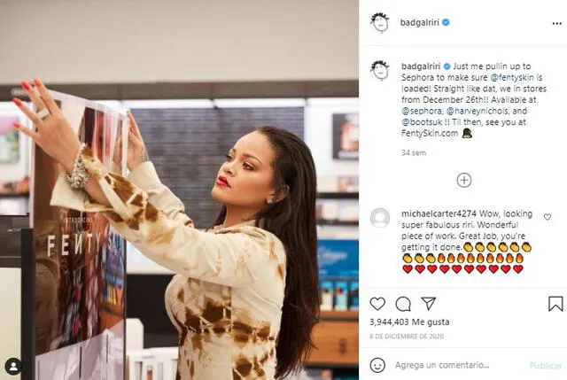 Rihanna se hizo billonaria gracias a Fenty. Foto: captura/Instagram
