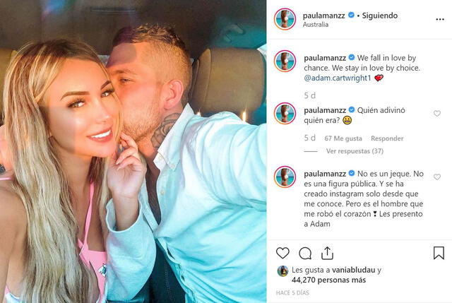 Paula Manzanal oficializa nuevo amor en Instagram