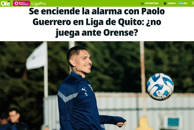  Reporte de la prensa sobre lesión de Paolo Guerrero. Foto: Diario Olé   