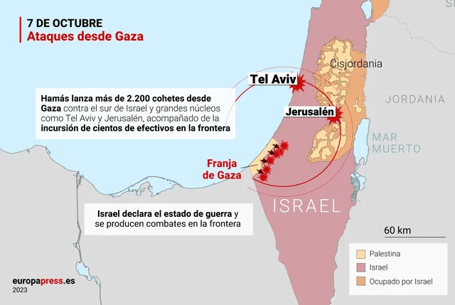  La guerra entre Israel y Hamás inició el último 7 de octubre tras un ataque con miles de misiles desde Gaza. Foto: Europa Press  