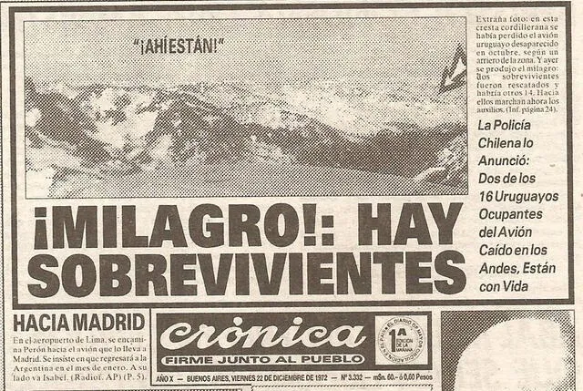 Milagro, hay sobrevivientes!”: ¿cómo informó la prensa en 1972 sobre la ...