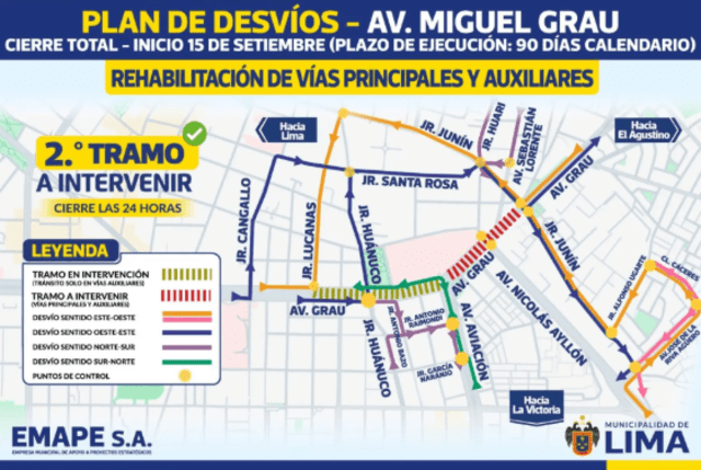 Plan de desvíos presentados por la MML en la avenida Grau. Foto: MML   