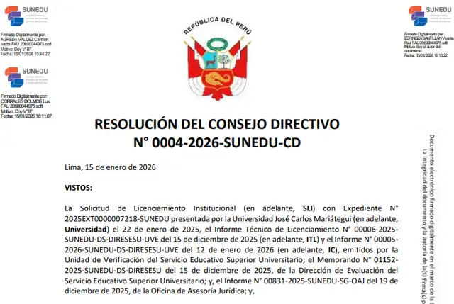  Resolución de Sunedu. Foto: Sunedu   