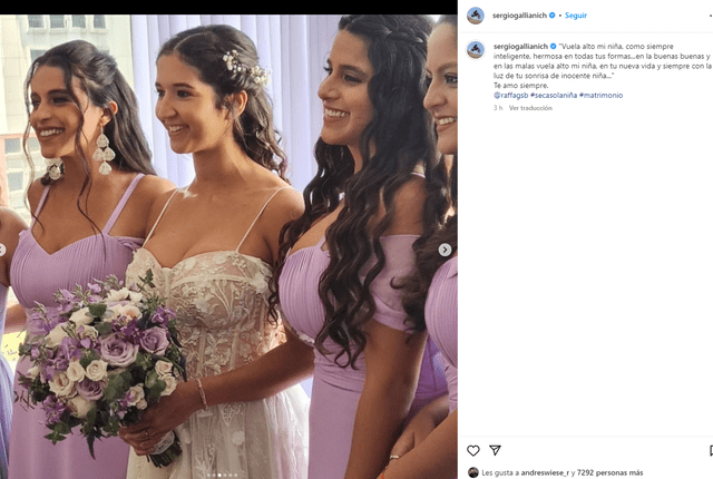 Sergio Galliani dedicó emotivas palabras a su hija en su boda. Foto: Instagram Sergio Galliani.