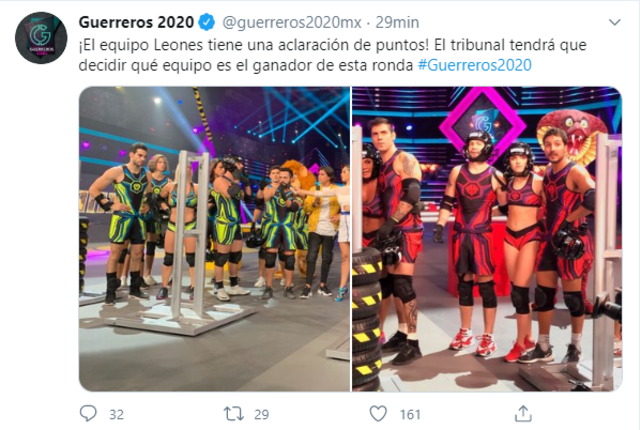 Leonas y cobras pelean por puntos en 'Guerreros 2020'. Foto: captura Twitter.