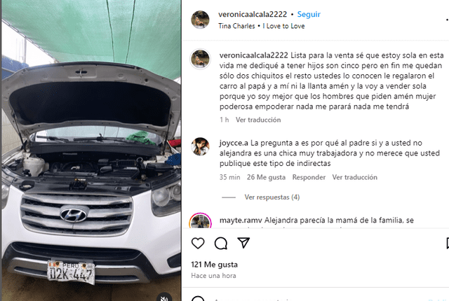 Este es el mensaje original de Verónica Alcalá. Foto: Instagram /Verónica Alcalá   