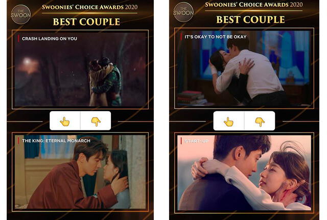 The Swoon: duelos del 1 de diciembre en la categoría Mejor pareja de Kdramas. Foto: captura Instagram
