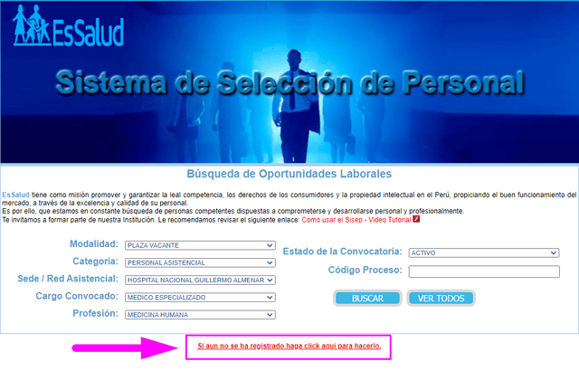 EsSalud portal de postulantes.