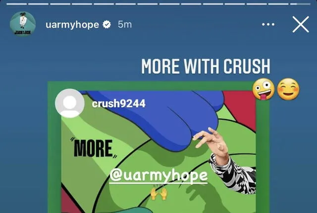 J-Hope habría lanzado un spoiler de su tema con Crush. Foto: captura uarmyhope/Instagram
