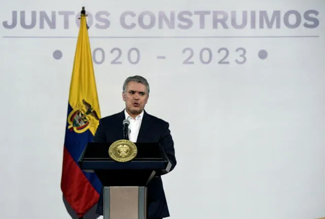 Iván Duque cometió un error mientras daba un mensaje en medio de la crisis social en Colombia. Foto: AFP.