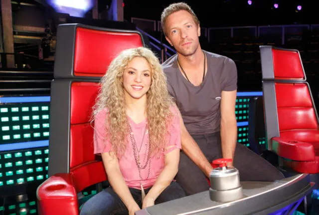 Shakira y Chris Martin en "La voz" Estados  Unidos. Foto: difusión