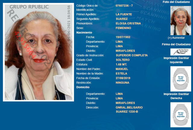 Eloísa de la Fuente Suárez, operadora bancaria de los vendedores de armas. Foto: La República