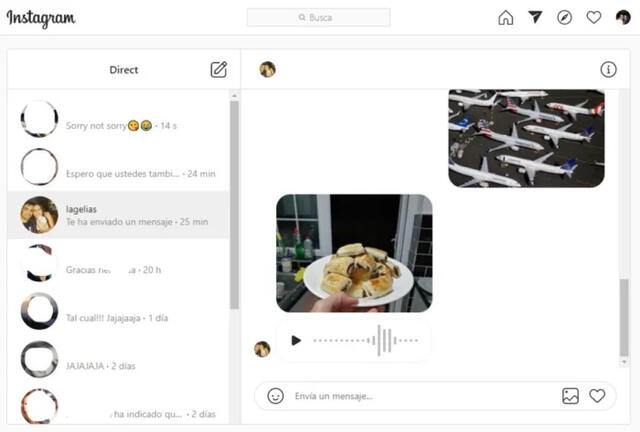 Instagram activa el envío mensajes directos en su versión web