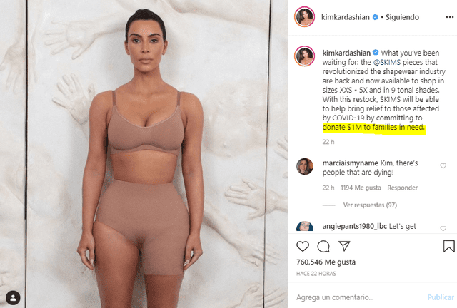 Kim Kardashian no hace a las críticas y ratificó la donación que hará.