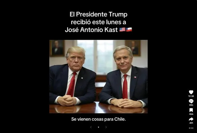 <em>Desinformación sobre Donald Trump y José Antonio Kast. Foto: captura de TikTok</em>   