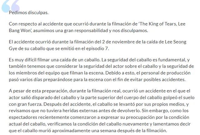 The king of tears, KBS, caballo