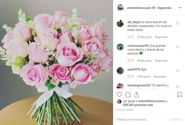 Antonella Roccuzzo y Lionel Messi en Instagram