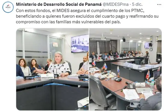 Mides anunció el desembolso de miles de balboas para el pago de 120 a los 65. Foto: X/ Panamá
