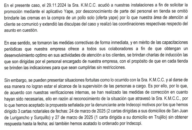 Parte del comunicado de Roky's sobre la denuncia. Foto: Difusión. Parte del comunicado de Roky's sobre la denuncia. Foto: Difusión.